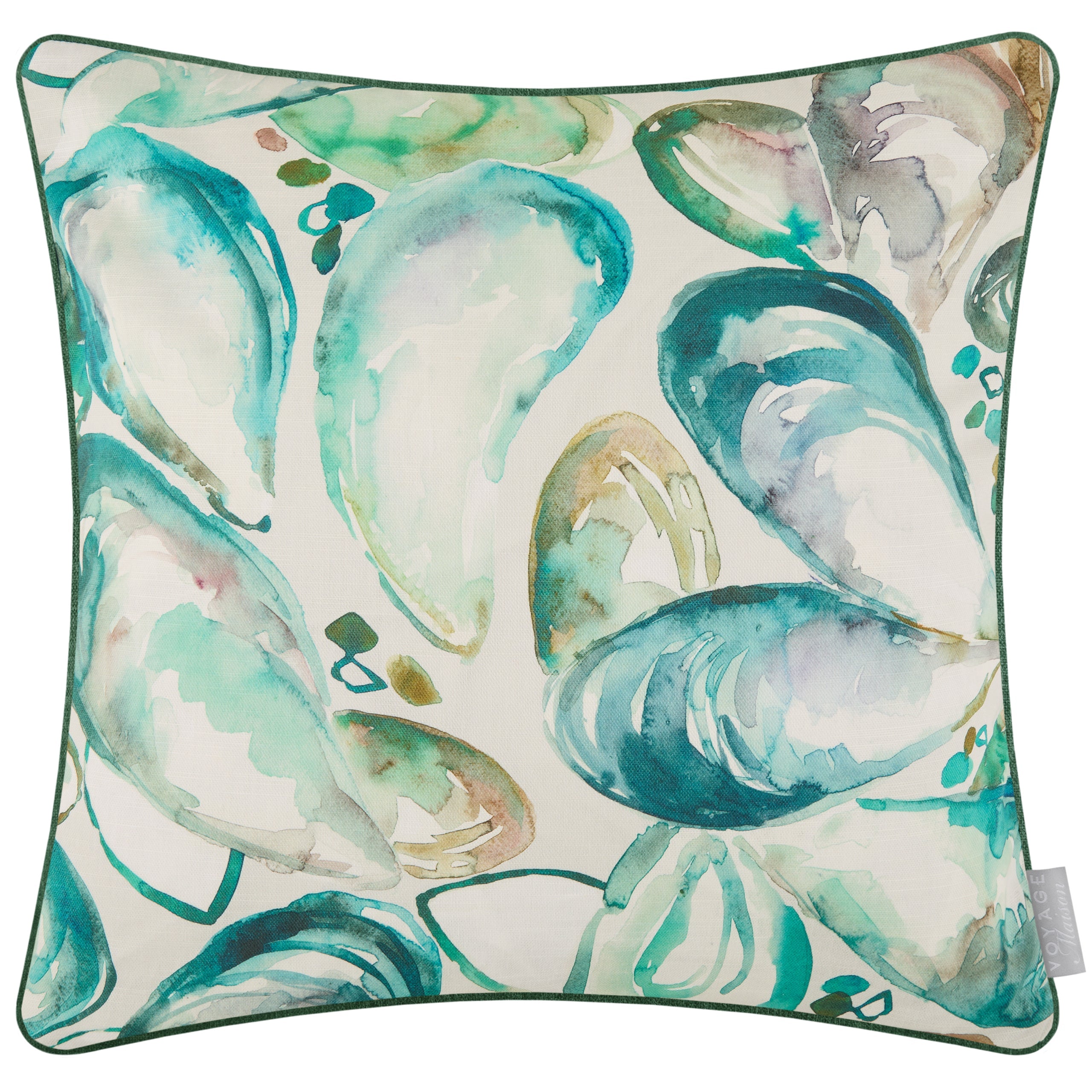Mussel Shells Printed Piped Cushion
