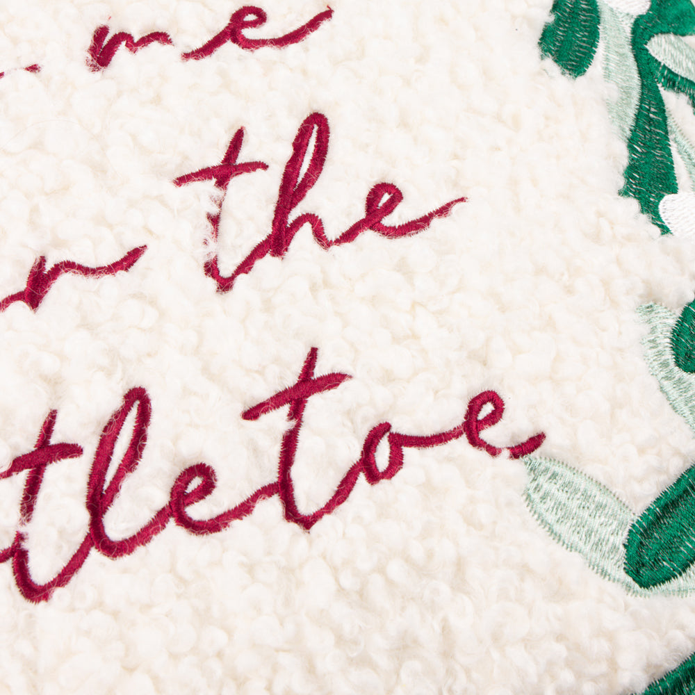 Mistletoe Wreath Embroidered Cushion