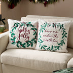 Mistletoe Wreath Embroidered Cushion
