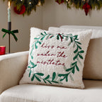 Mistletoe Wreath Embroidered Cushion