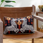 Mirrored Zebra Embroidered Cushion