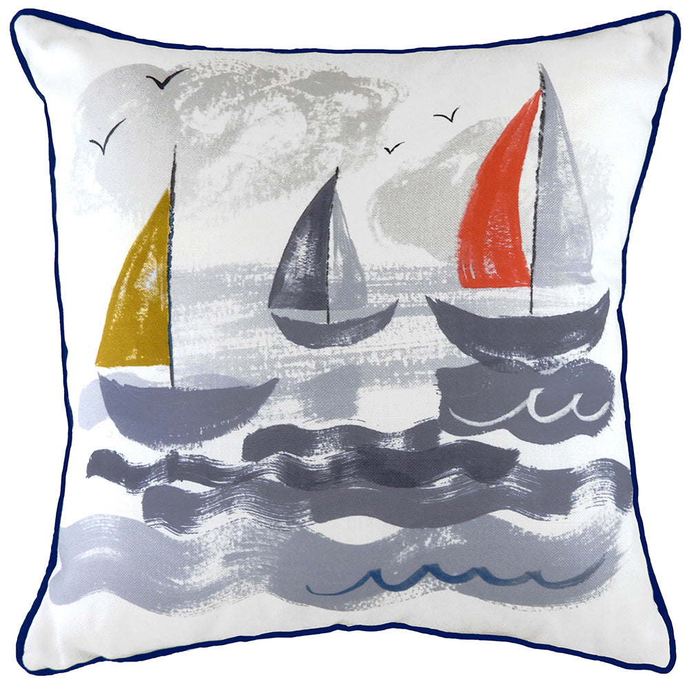 Nautical Sailboats Cushion Navy