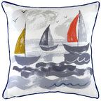 Nautical Sailboats Cushion Navy