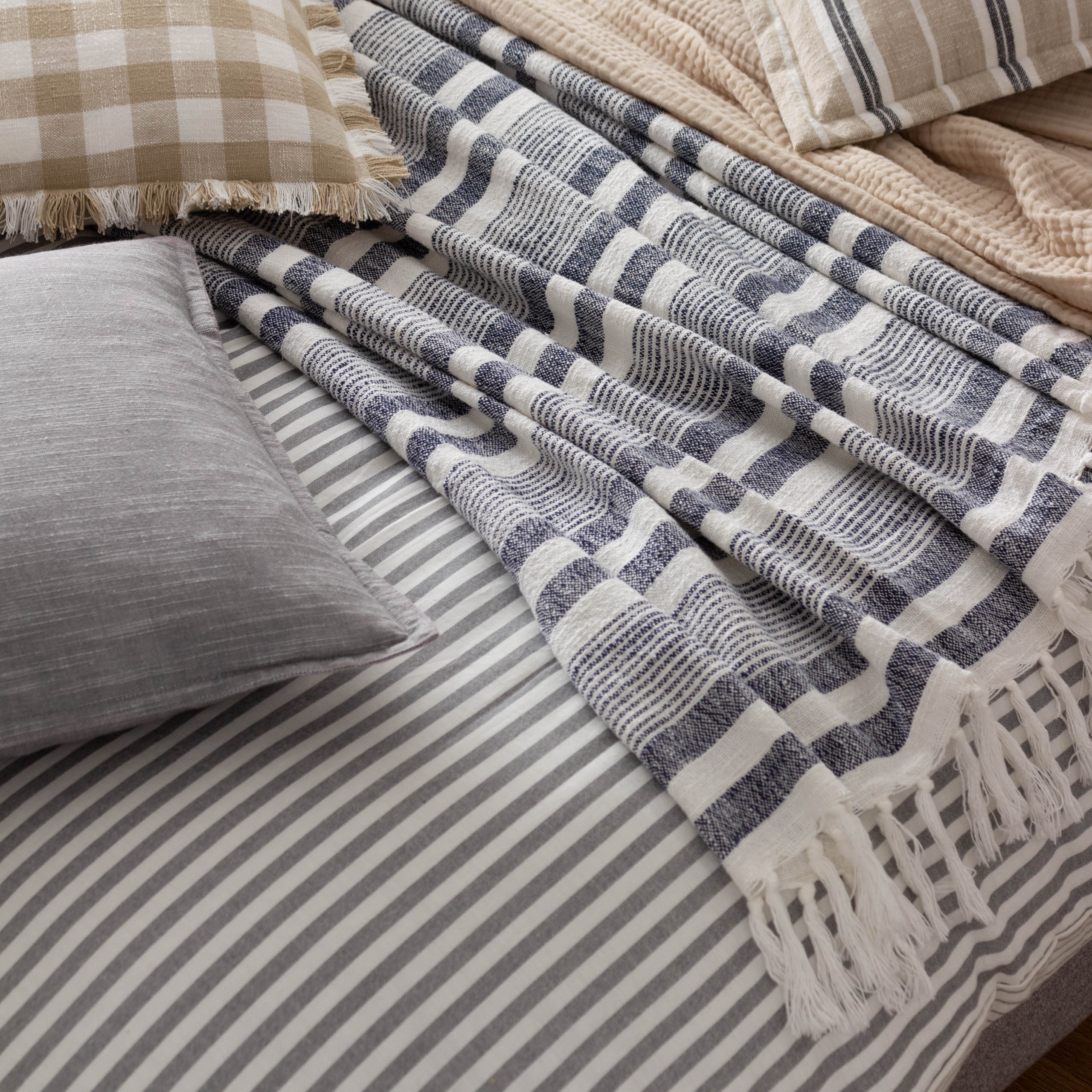 Neela Stripe Fringed Throws