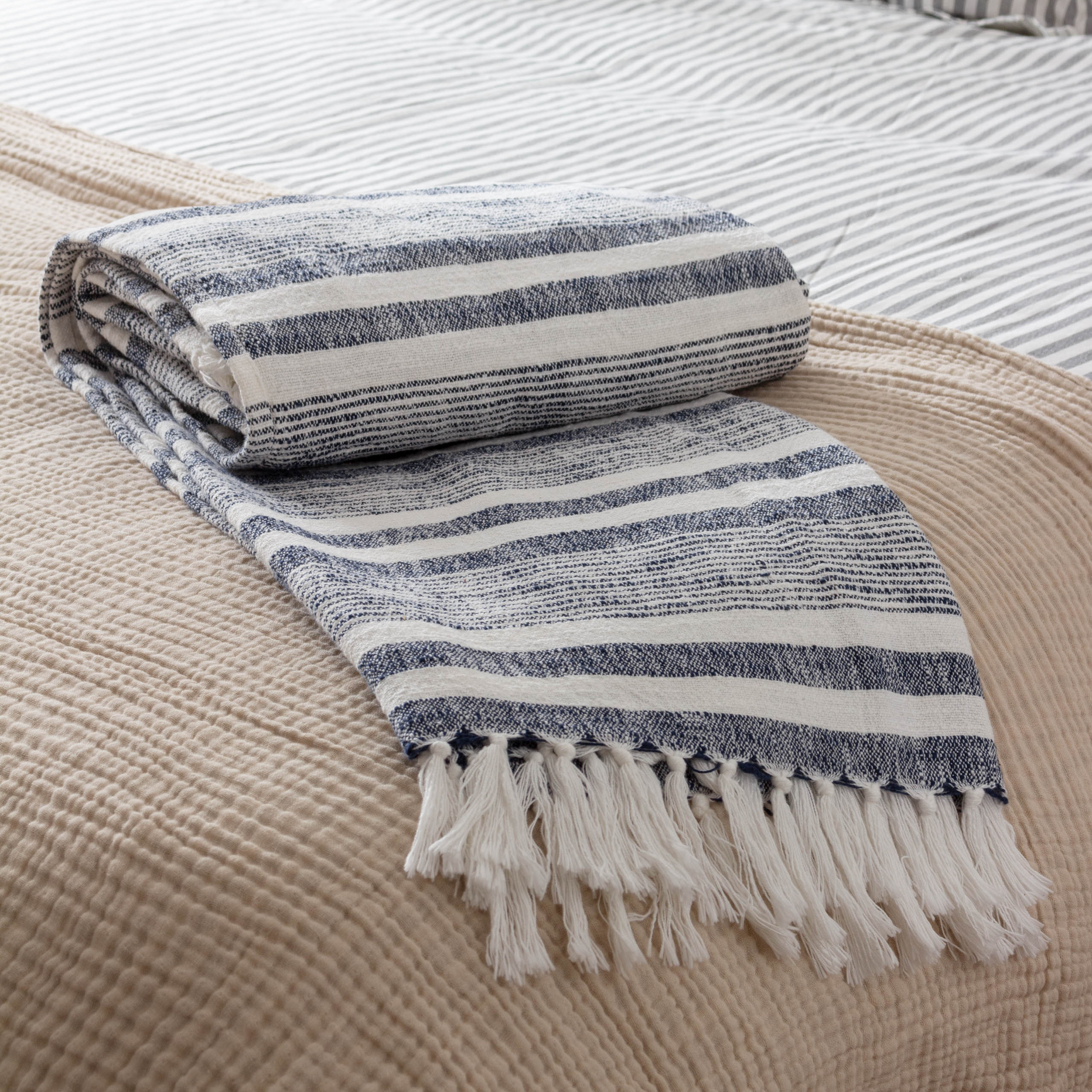 Neela Stripe Fringed Throws