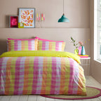 Neola Abstract Neon Striped Duvet Cover Set