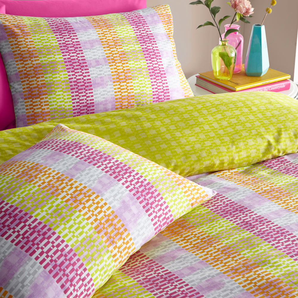 Neola Abstract Neon Striped Duvet Cover Set