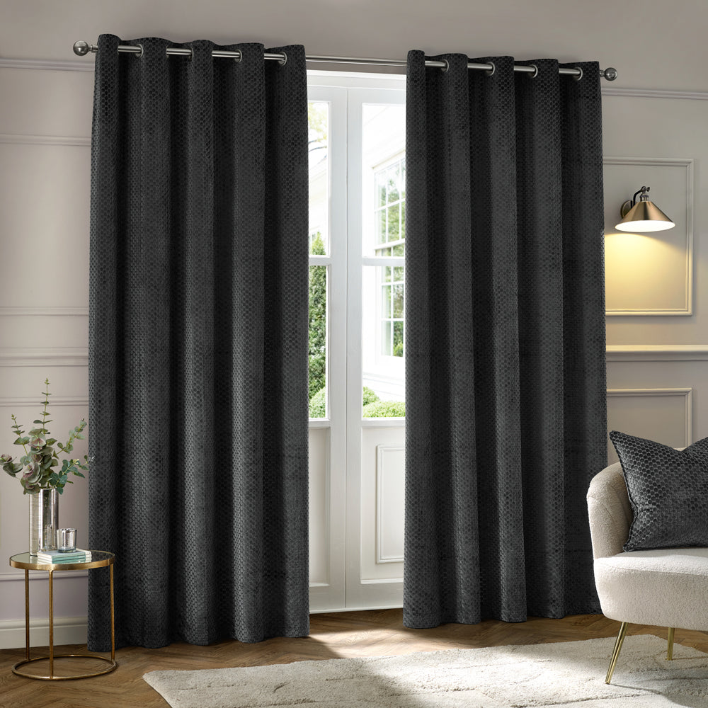 Neptune Velvet Room Darkening Eyelet Curtains