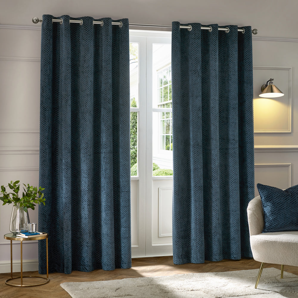 Neptune Velvet Room Darkening Eyelet Curtains