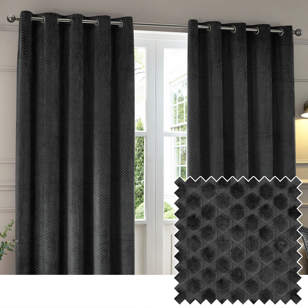 Neptune Velvet Room Darkening Eyelet Curtains