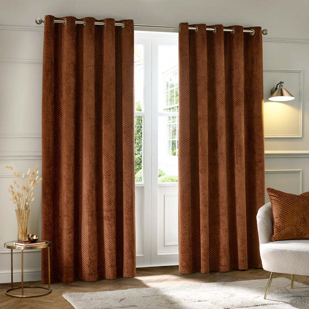 Neptune Velvet Room Darkening Eyelet Curtains