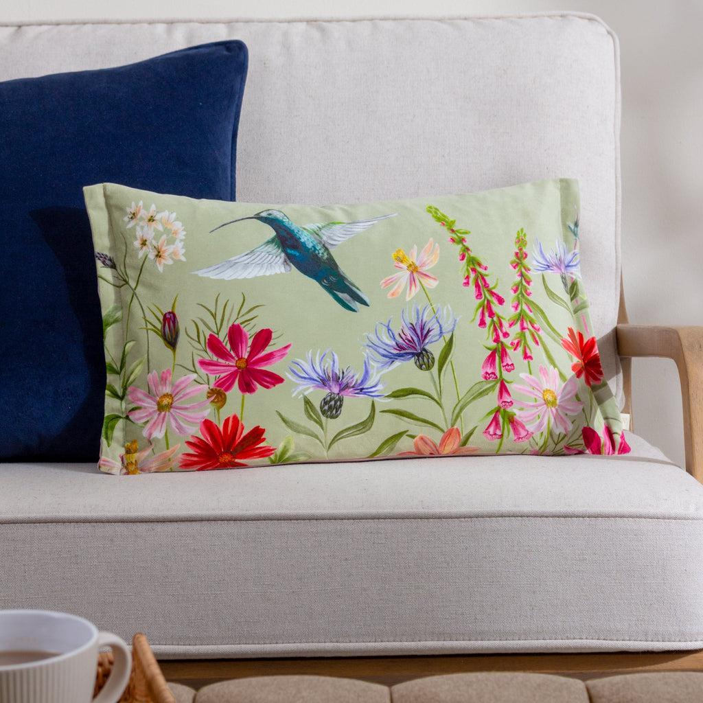 Nectar Garden Hummingbird Velvet Cushion