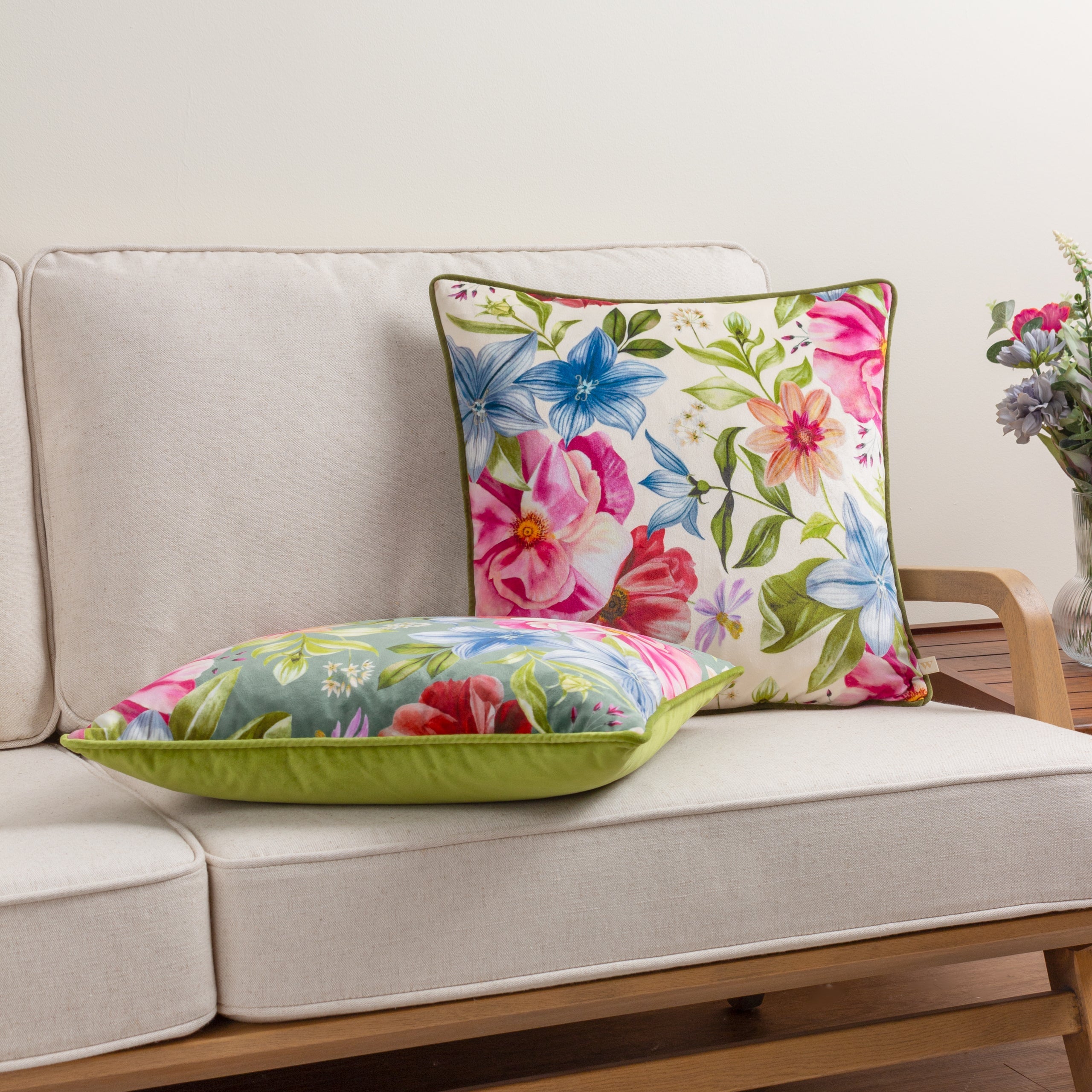 Nectar Garden Petunia Floral Piped Cushion