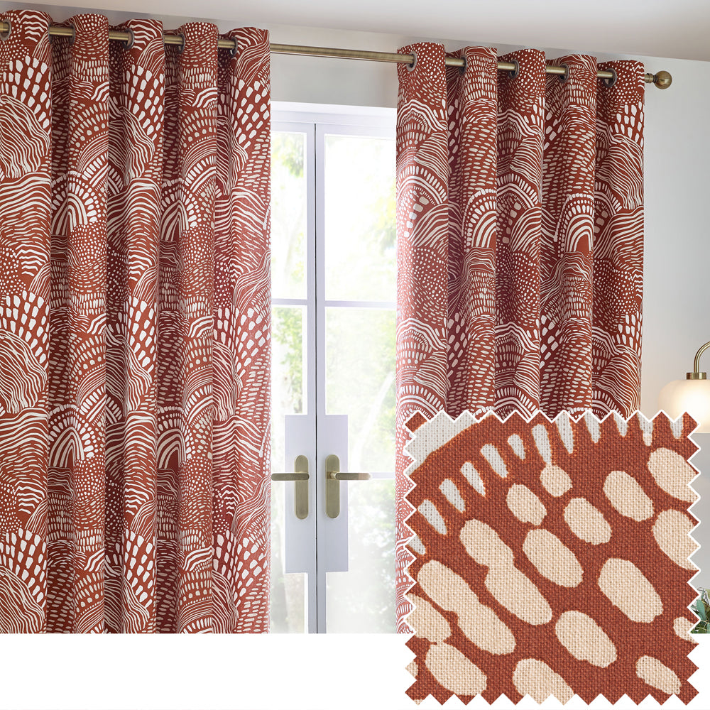 Nola Abstract 100% Cotton Lined Curtains