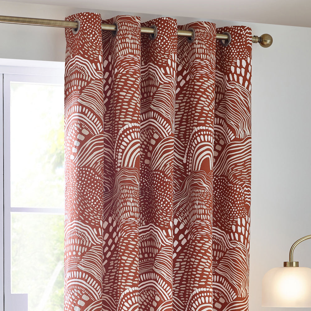 Nola Abstract 100% Cotton Lined Curtains