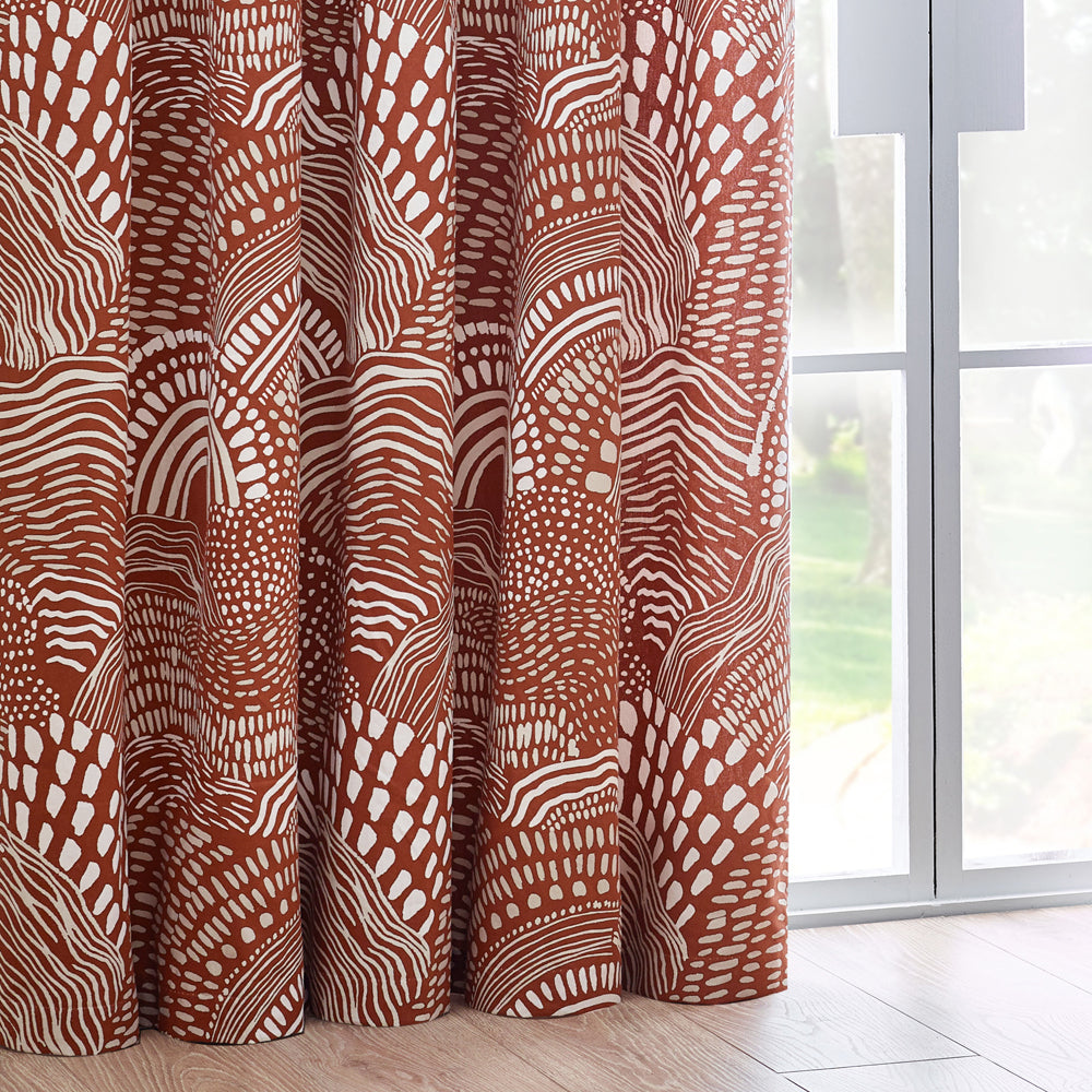Nola Abstract 100% Cotton Lined Curtains