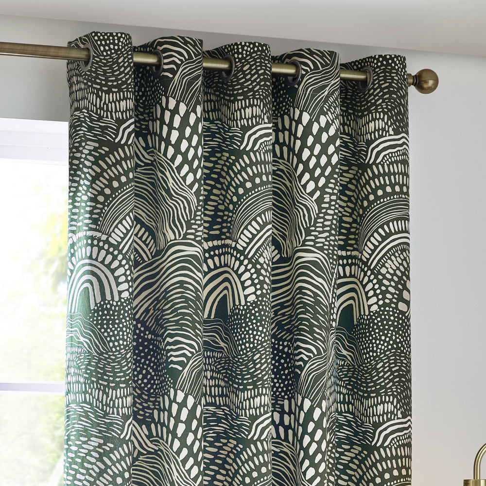 Nola Abstract 100% Cotton Lined Curtains