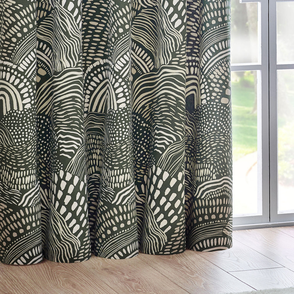 Nola Abstract 100% Cotton Lined Curtains