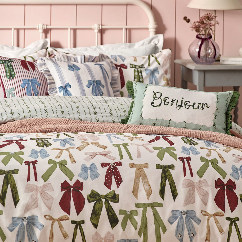 Noortje Bows Printed Reversible Duvet Cover Set