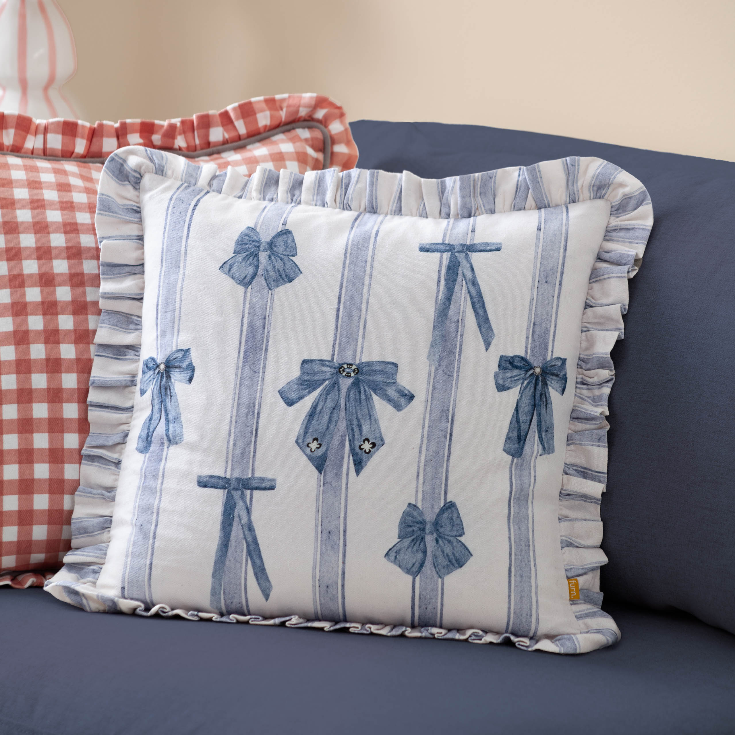 Noortje Ruffle Bows Printed Cushion