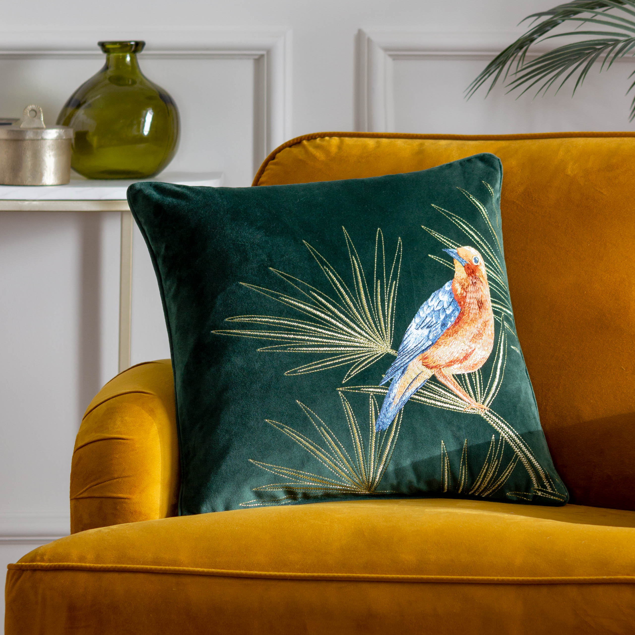 Odisha Exotic Bird Embroidered Cushion