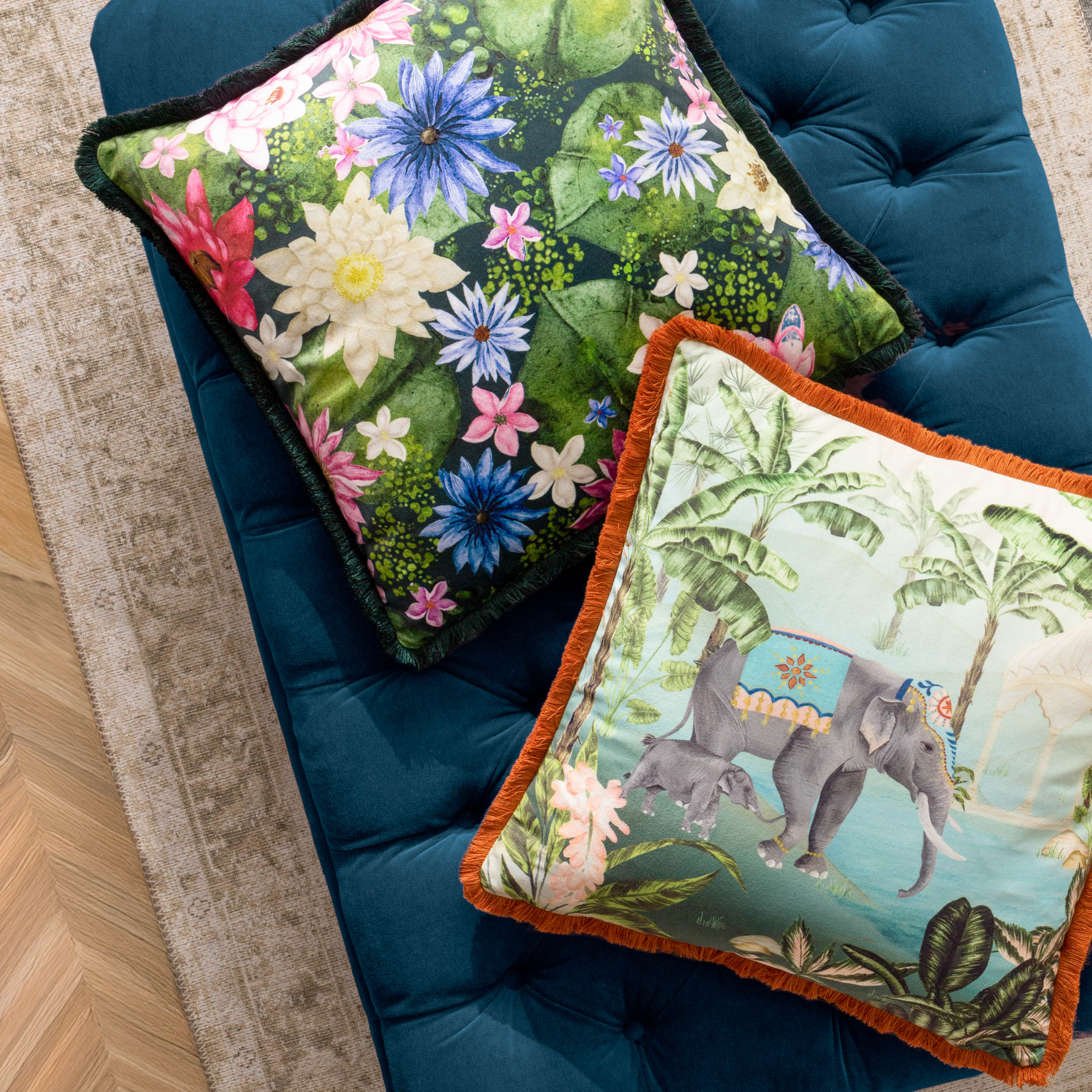 Odisha Scene Printed Velvet Cushion