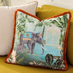 Odisha Scene Printed Velvet Cushion