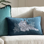 Odisha White Tiger Embroidered Cushion