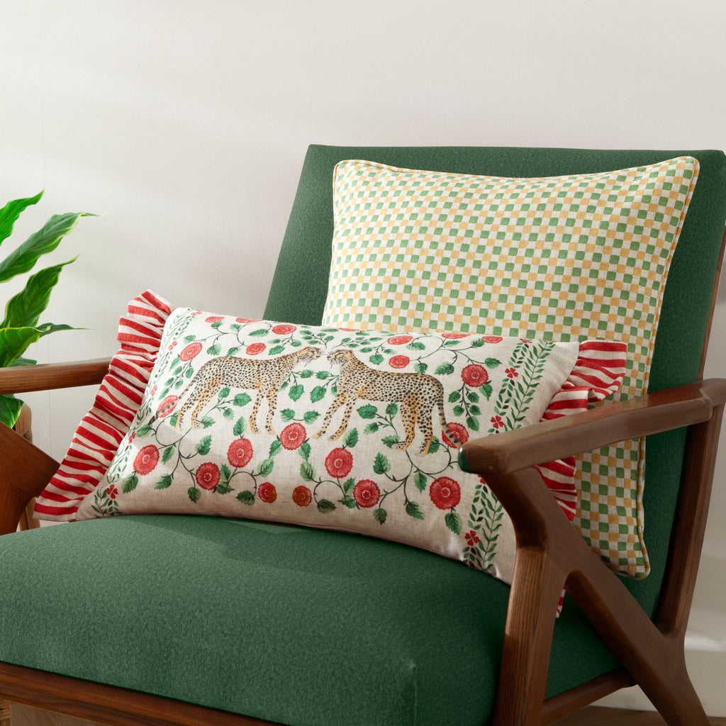Okara Leopards Printed Ruffle Cushion