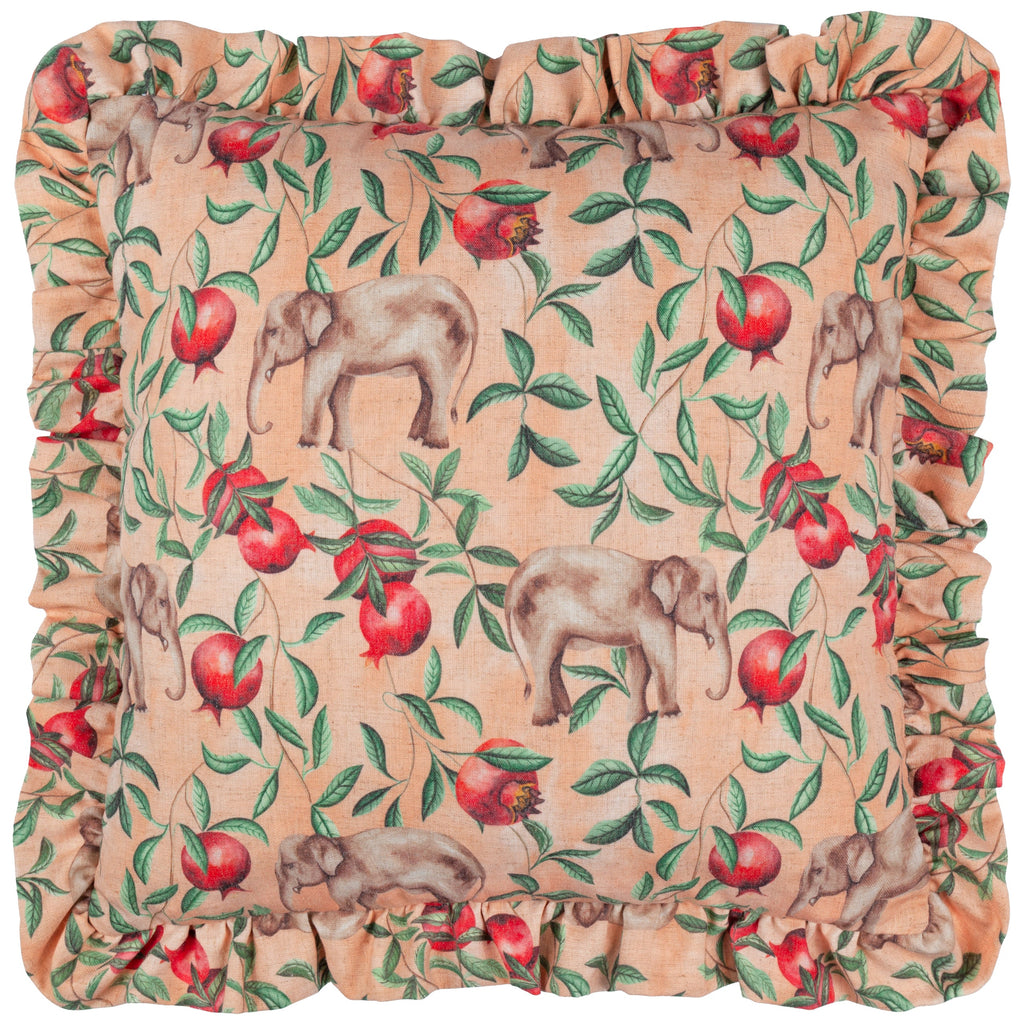 Okara Elephant Printed Ruffle Cushion