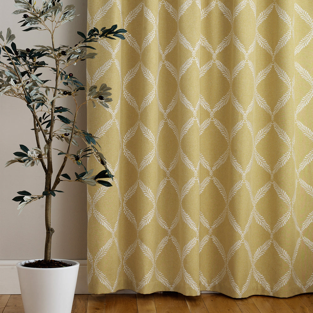 Olivia Lattice Embroidered Pencil Pleat Curtains