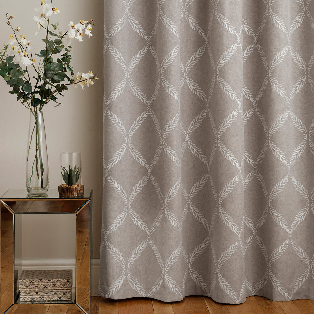 Olivia Lattice Embroidered Pencil Pleat Curtains