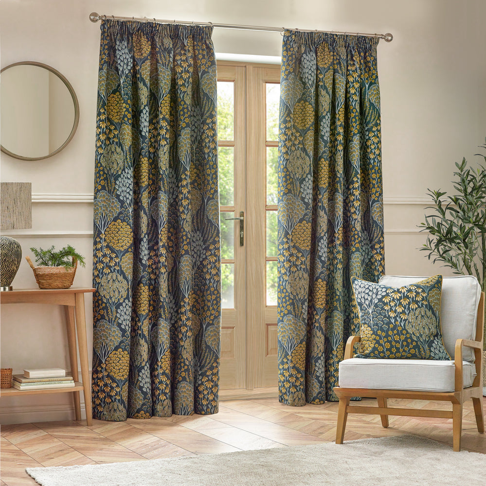Ophelia Floral Jacquard Pencil Pleat Curtains