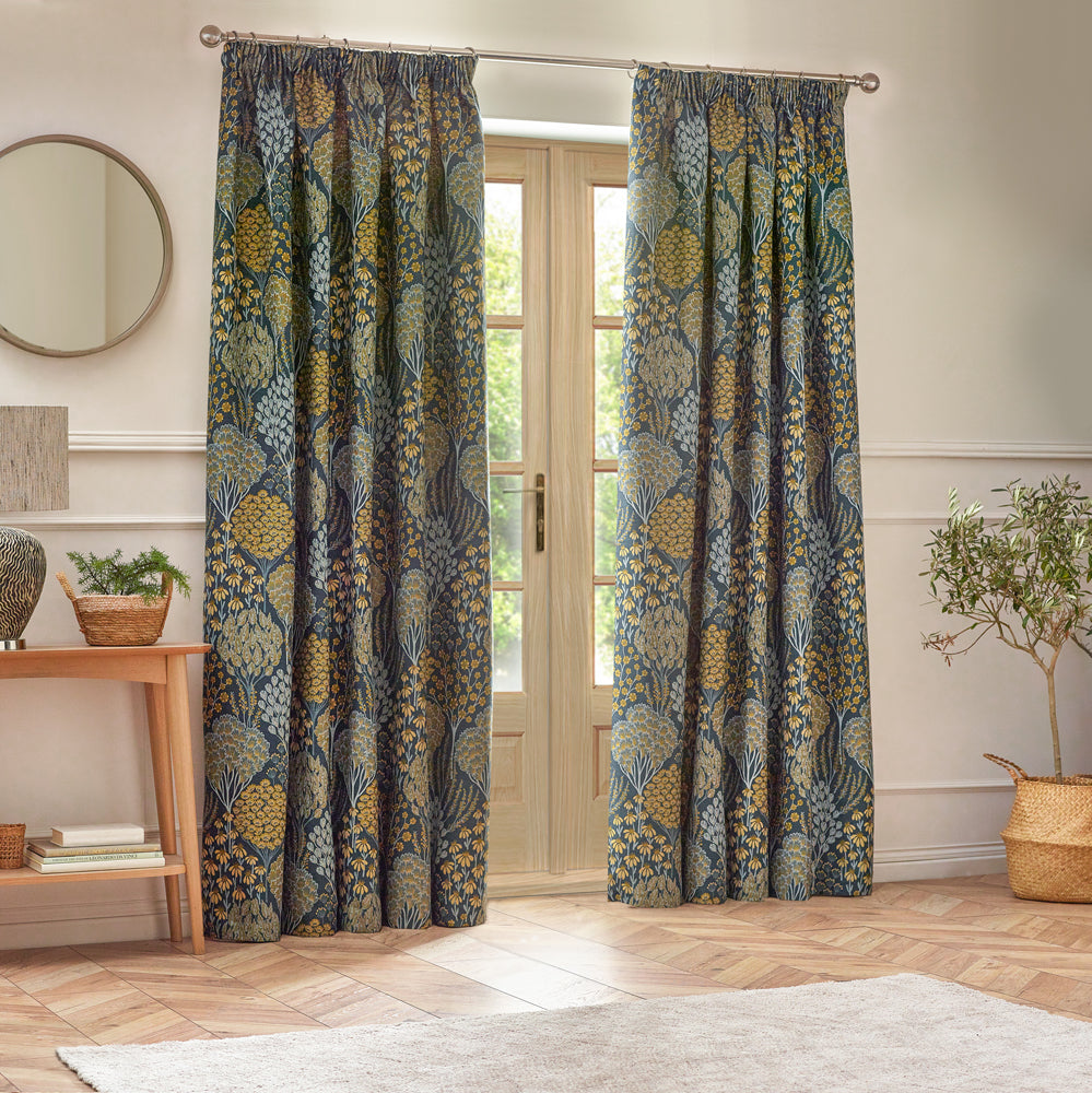 Ophelia Floral Jacquard Pencil Pleat Curtains