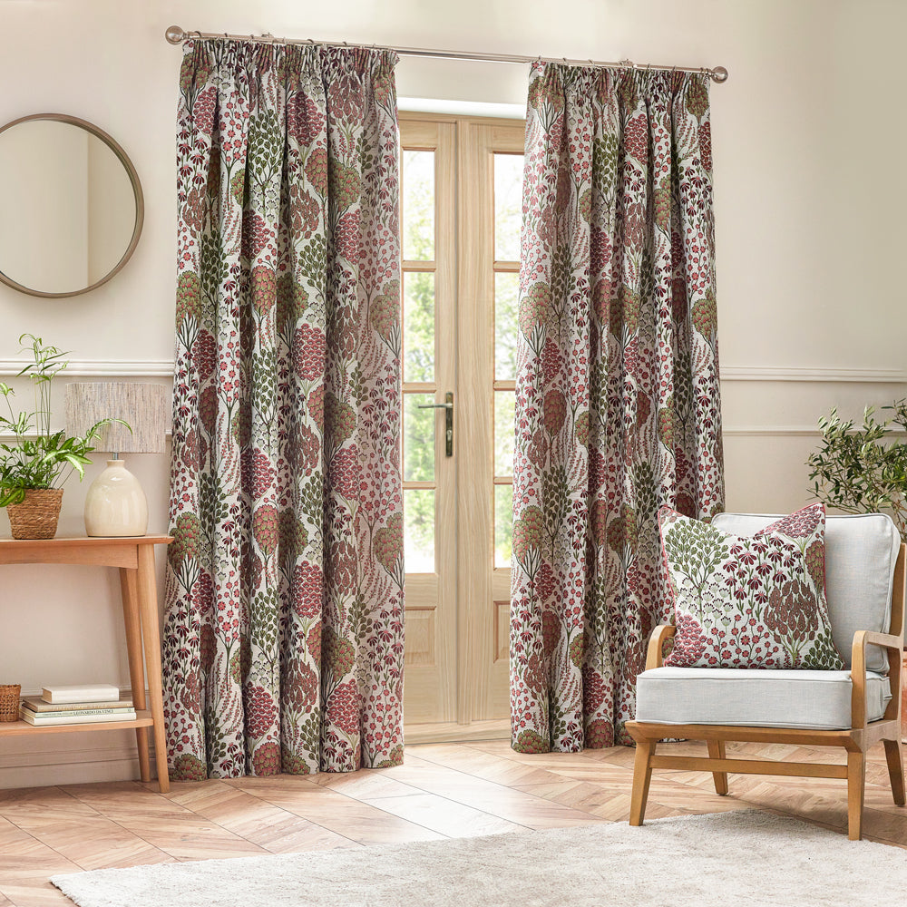 Ophelia Floral Jacquard Pencil Pleat Curtains