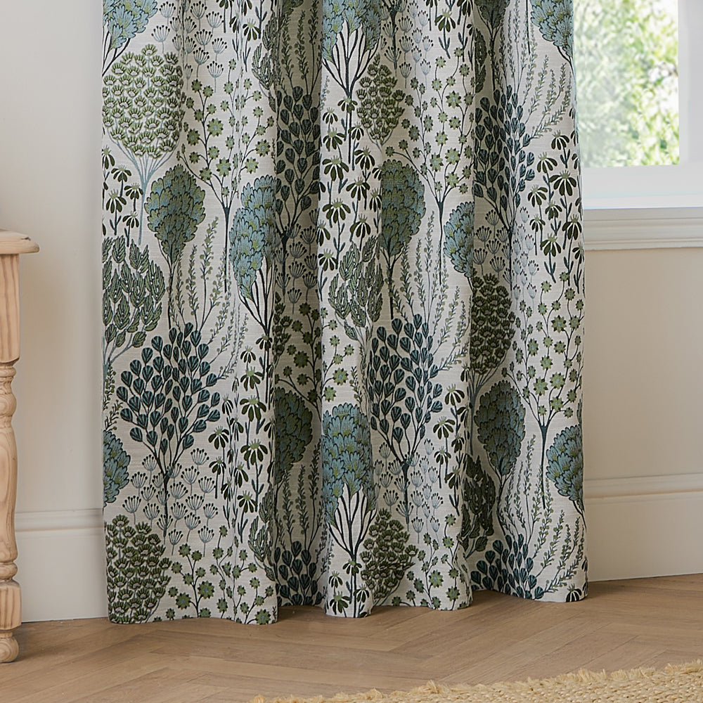 Ophelia Jacquard Floral Room Darkening Pencil Pleat Curtains