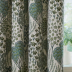 Ophelia Jacquard Floral Room Darkening Pencil Pleat Curtains