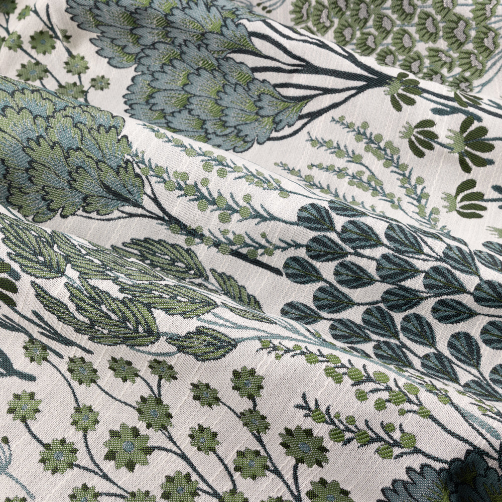 Ophelia Jacquard Floral Room Darkening Pencil Pleat Curtains