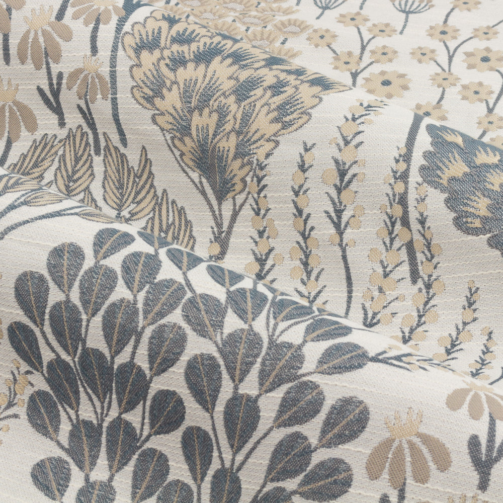 Ophelia Jacquard Floral Room Darkening Pencil Pleat Curtains