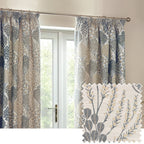 Ophelia Jacquard Floral Room Darkening Pencil Pleat Curtains