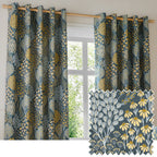 Ophelia Jacquard Floral Room Darkening Eyelet Curtains