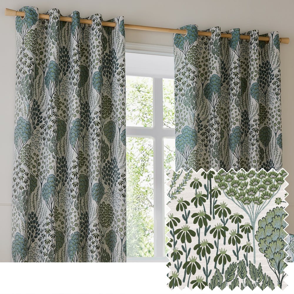 Ophelia Jacquard Floral Room Darkening Eyelet Curtains
