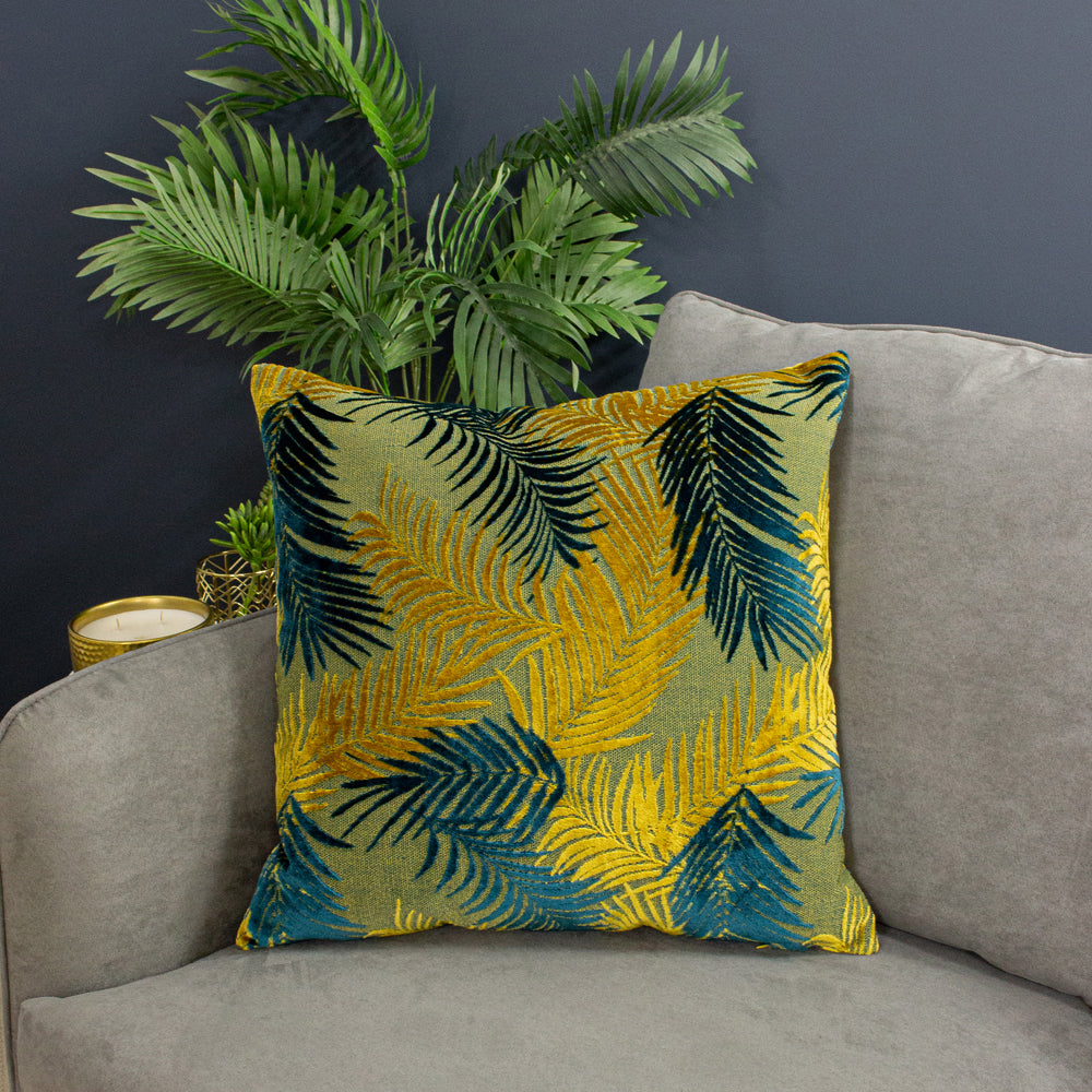 Palm Grove Velvet Jacquard Cushion