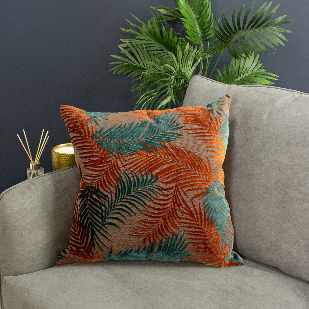 Palm Grove Velvet Jacquard Cushion