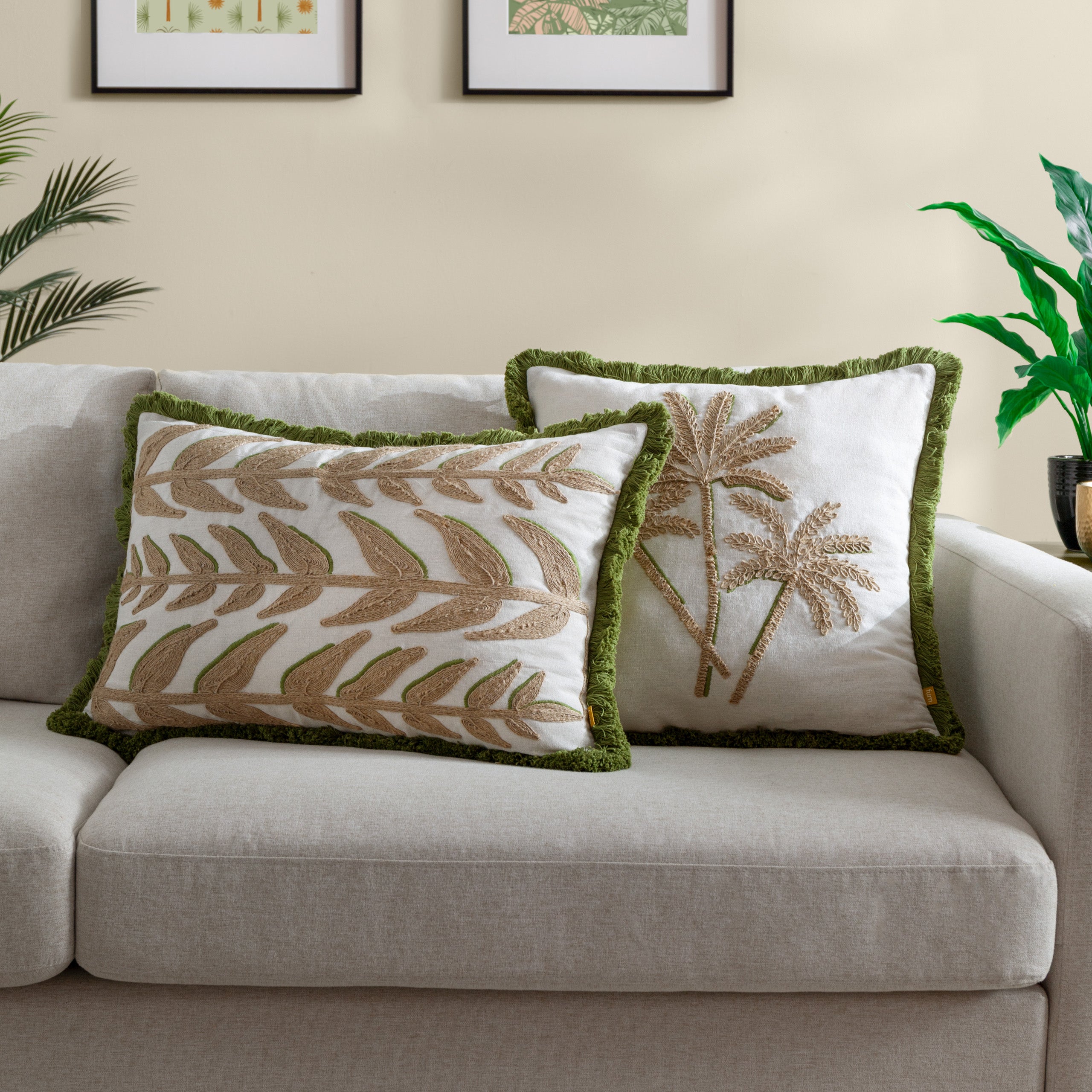 Palm Embroidered Cushion