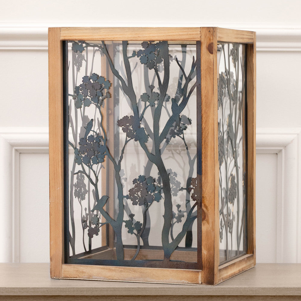 Paloma Wooden Floral Set of 2 Lanterns