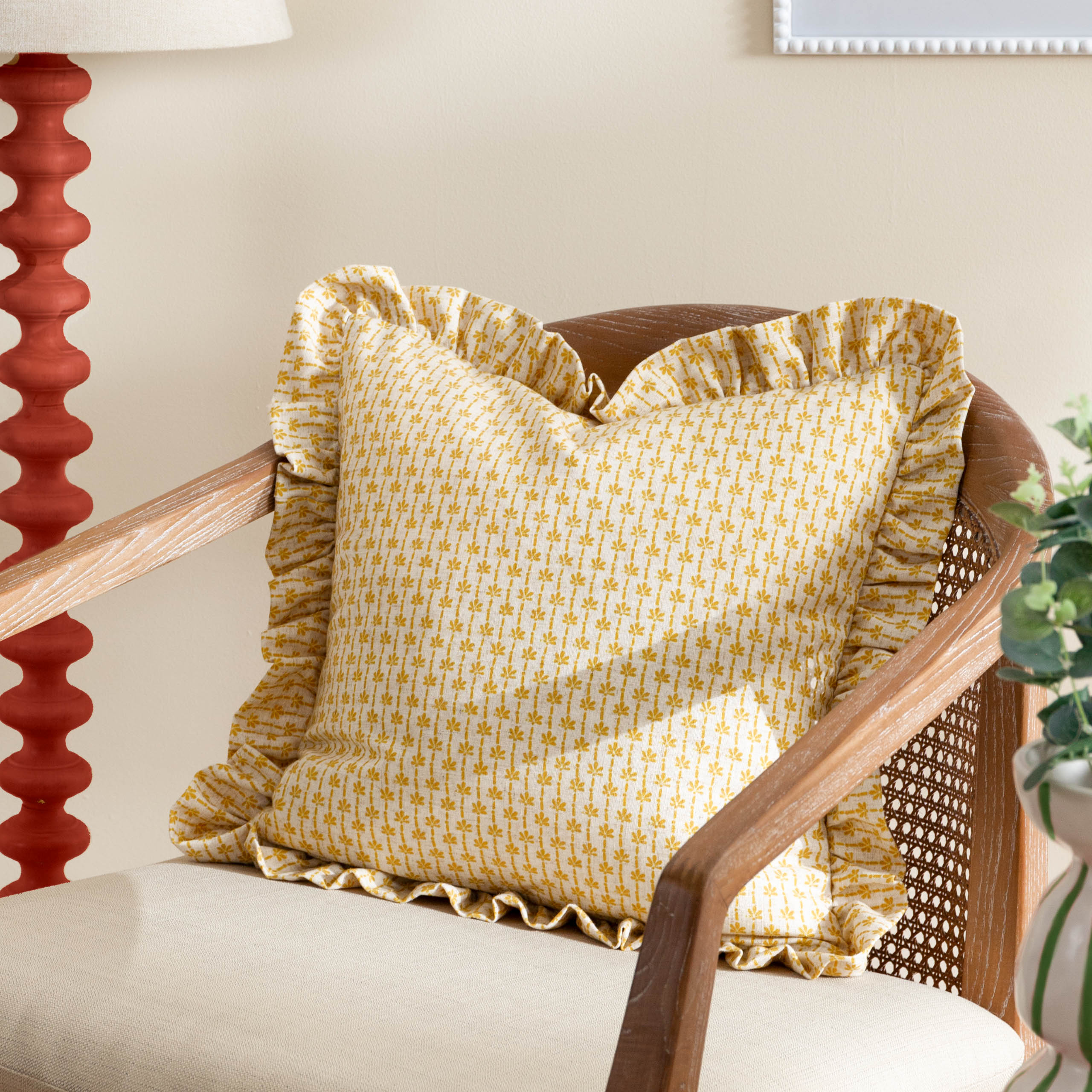 Panni Block Textured Ruffle Cushion