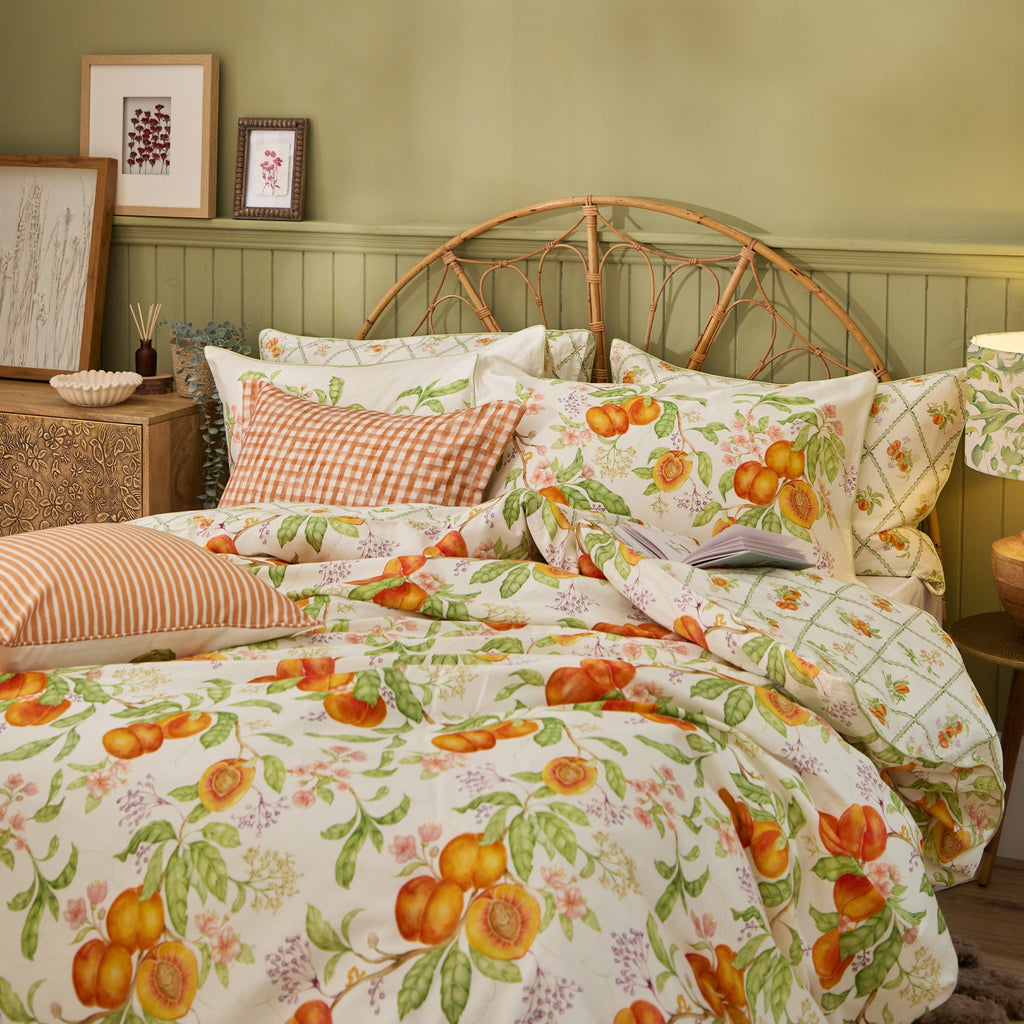 Peach Harvest Printed Duvet Cover Set