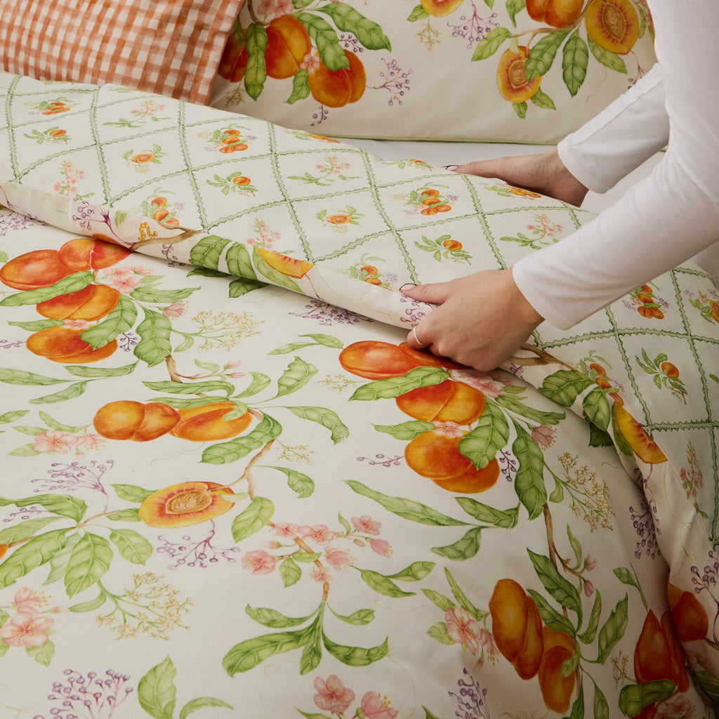 Peach Harvest Printed Duvet Cover Set