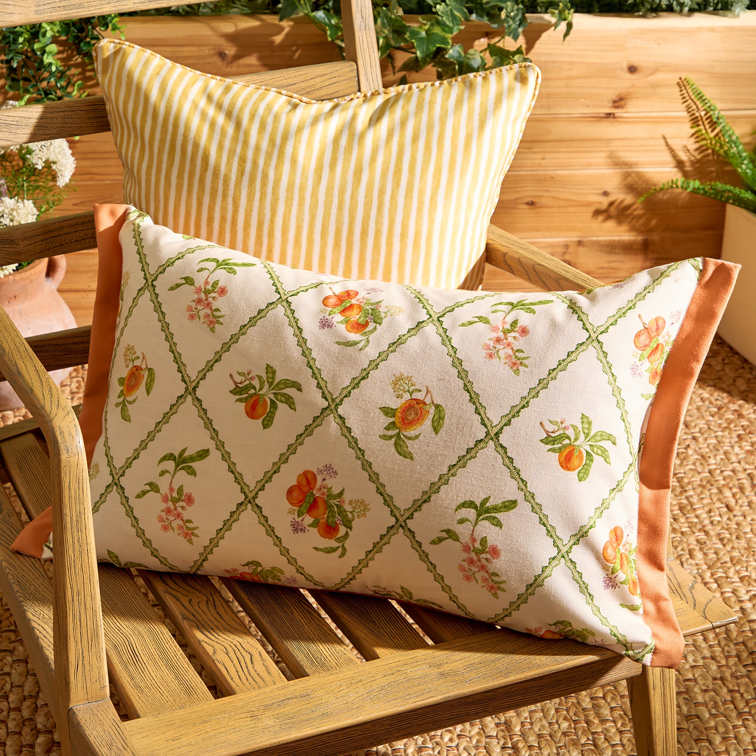 Peach Trellis Printed Outdoor Cushion